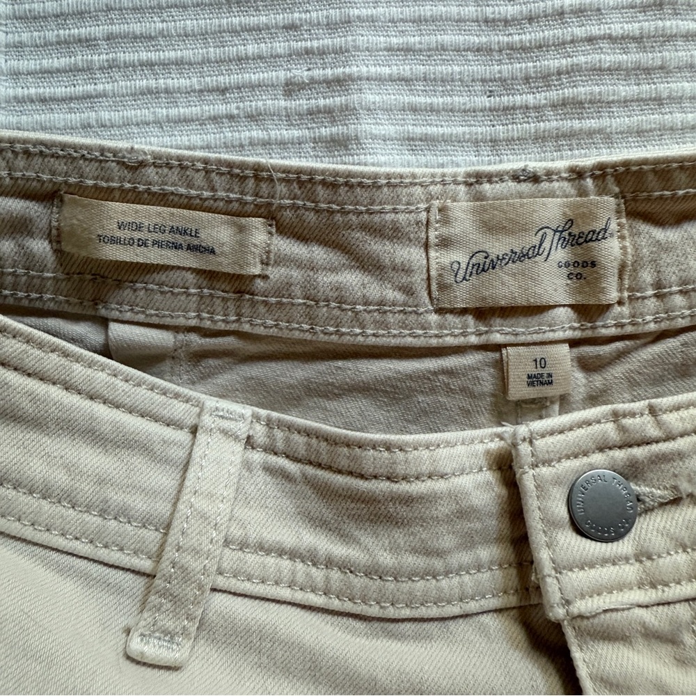 Universal Thread Wide Leg Ankle Jeans Ecru - Picture 6 of 7